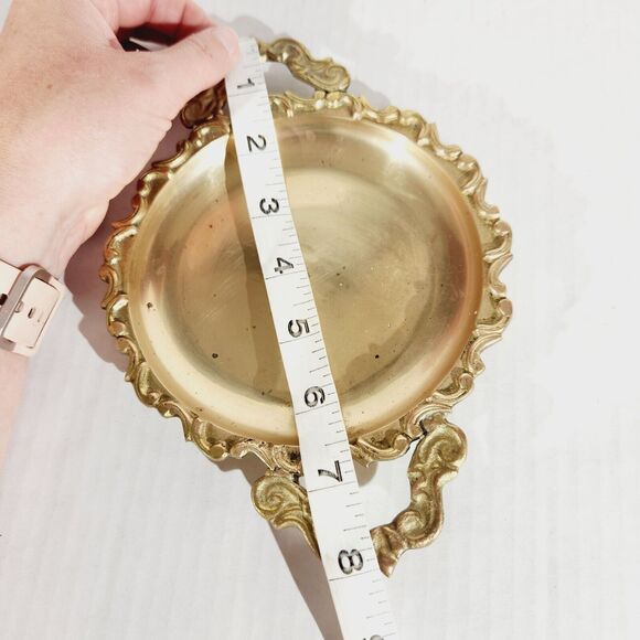 Brass Bells Hand String Plate Lot Vtg Made in India Etched MCM Decor Purple - Picture 11 of 16